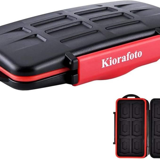 Kiorafoto 24 Slots Memory Card Case for SD Micro SD TF,IPX5 Water-Resistant | Anti-Shock,Memory Card Holder for 12 MicroSD SDXC SDHC TF & 12 SD SDXC SDHC Cards,Hard Shell with Rubber Interior & Carabiner - Image 8