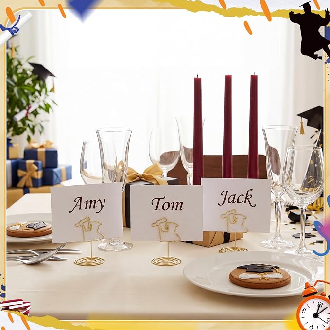 AmazingSpark 36 Pcs 2026 Graduation Gold Photo Holders for Table Centerpieces Metal Photo Holder Gold Picture Display Stands Menu Memo Clips for Graduation Party Table Decoration Supplies(Graduate) - Image 4