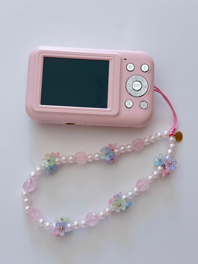Drawwind Phone Charm Beaded Wristlet Strap Universal Cell Phone Lanyard Cute Bracelet Wrist Strap Beaded Chain String Handmade Accessories for Case Camera Bags (Flower Girl) - Image 5