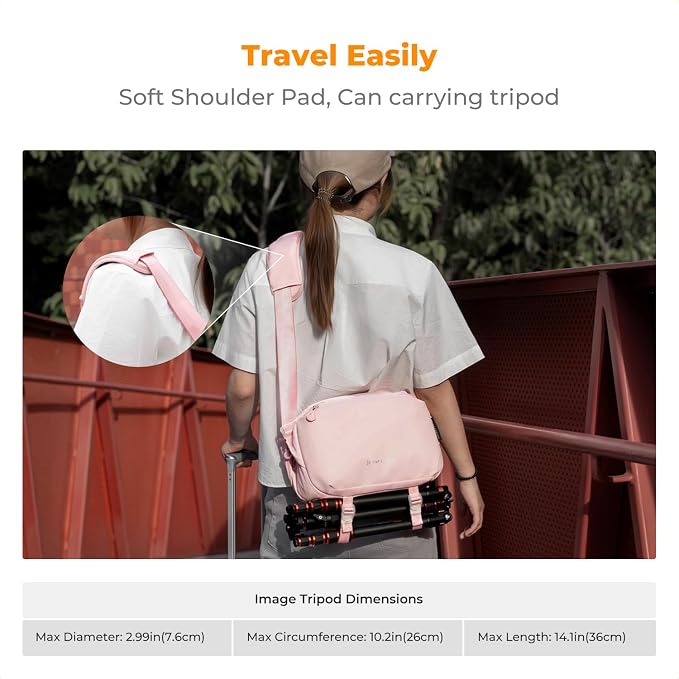 K&F CONCEPT 2 in 1 Camera Sling Bag, Everyday Shoulder Bag | Multifunction Photography Compact Crossbody DSLR Portable Bag, Compatible for Canon/Nikon/Sony, BS01 - Image 5