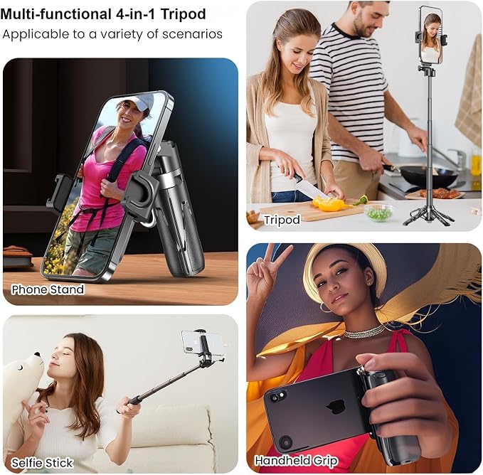 Selfie Sticks for iPhone, 4-in-1 Multi-Functional Phone Tripod with Remote Control, Pocket-Sized Mini Selfie Stick, Suitable for Photography, Live Streaming, Outdoor Travel Essentials - Image 5