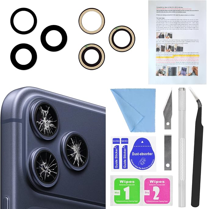 for ASDAWN Back Rear Camera Lens Glass Replacement for iPhone 17 Pro Max and 17 Pro Camera Glass Lens Replacement with Pre-Installed Adhesive + Repair Tool Kit + Installation Manual by ASDAWN