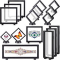 Harloon 12 Pcs 3D Floating Display Case, Black, 4 Size, Square | 3D Floating Frame for Challenge Coins, Medallions, Fossils, Gemstones, Jewelry, Collectibles Shadow Box Display Holder by Muasung