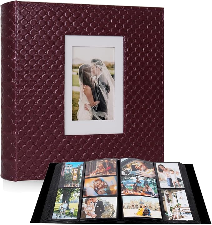 RECUTMS Photo Albums 4x6 Pictures, 600 Pockets Large Capacity Picture Album | Acid-Free Black Pages, Leather Cover, Dual Horizontal/Vertical Pockets, Custom Photo Cover, Perfect for Wedding, Family&Trave by RECUTMS