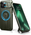 Dexnor for iPhone 13 Pro Max/12 Pro Max Case with Slide Camera Cover & Adjustable Kickstand, Compatible with MagSafe, Rugged Shockproof Bumper Cases Magnetic Protective Cover,6.7 inch,Army Green by Dexnor