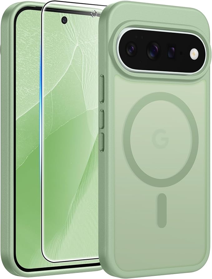 FNTCASE for Google Pixel 11 Pro Case/Pixel 11 Case, with Screen Protector | Fit for Magsafe, Translucent Matte, 14FT Military Grade Drop Protection, Shockproof Protective Phone Cover, Light Moss by FNTCASE