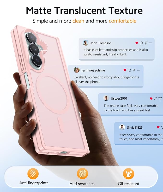 FNTCASE for Samsung Galaxy Z Fold 7 Case, Hinge Protection, Fit for Magsafe | with Screen Protector, Translucent Matte Magnetic Back, 18FT Military Grade Drop Proof, Protective Phone Cover, Light Pink - Image 6