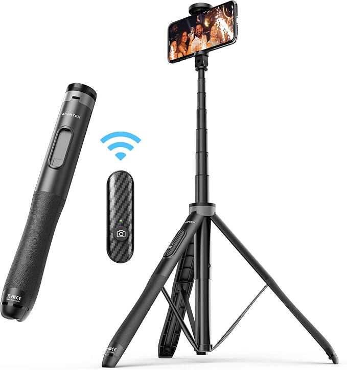 ATUMTEK 51" Selfie Stick Tripod, All in One Extendable Phone Tripod Stand with Bluetooth Remote 360° Rotation for iPhone and Android Phone Selfies, Video Recording, Vlogging, Live Streaming, Black by ATUMTEK
