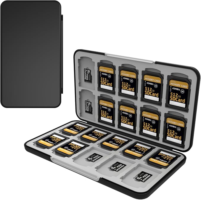 Memory Card Case with 40 Card Slots for SD and Micro SD Cards | Portable SD Card Holder, Hard ABS Shell with Soft Silicone Lining, Precise Card Slots,Magnetic Closure for daily travel by Anyskill