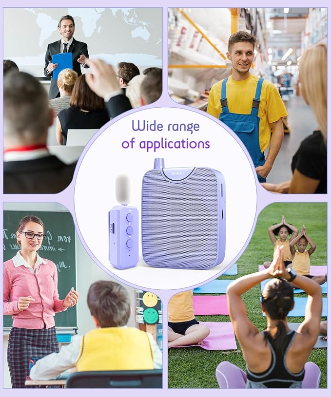 SHIDU 35W Voice Amplifier for Teachers Bluetooth Wireless Lavalier Mic | Portable Microphone and Speaker, Power Voice Amplifier Personal Clip on Microphone System for Tour Guides Fitness Instructors - Image 9
