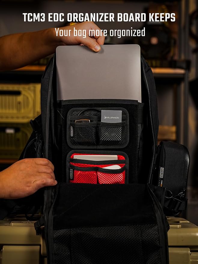 TACTICAL_GEEK TCM3 Mini EDC Organizer Board, Backpack Accessories with Open Pocket & Mesh Pocket, Utility Admin Bag Insert Panel Hook and Loop Modular Organizer for Daily Carry(Black) - Image 4