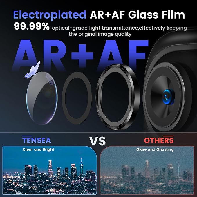 Tensea 2Pack for iPhone Air Camera Lens Protector, Camera Screen Cover | Camera Cover, Metal Individual Ring with 9H Tempered Glass for iPhone 17 Air 6.5inch, HD Clear, Easy Install, Full Protection - Image 3