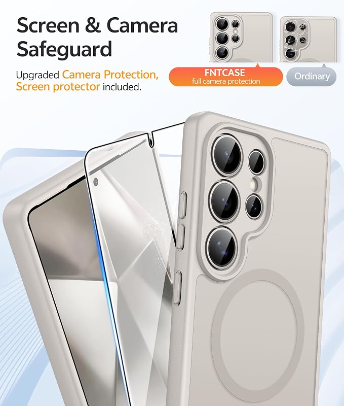 FNTCASE for Samsung Galaxy S24 Ultra Case, Compatible with Magsafe | Screen Protector, Full Camera Protection, Translucent Matte, 14FT Military Grade Drop Proof, Protective Phone Cover - Image 4