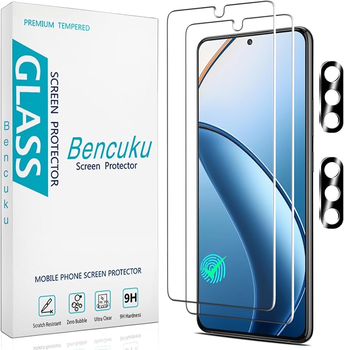 Screen Protector for Samsung Galaxy S22 Plus 5G Tempered Glass | with Camera Lens Protector, Fingerprint ID Compatible, Anti Scratch, Bubble Free, 2+2 Pack by Bencuku