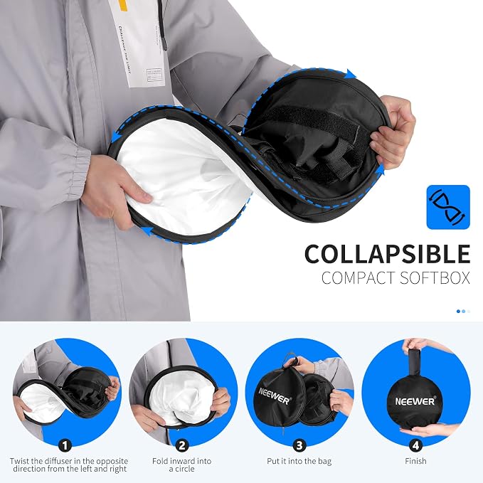 NEEWER LED Light Panel Softbox for 660/530/480 LED Light, Outer 16.3'' x 6.5'', Inner 9.8'' x 8.7'', Foldable Diffuser with Strap Attachment and Bag for Photo Studio Portrait Video Shooting - Image 4