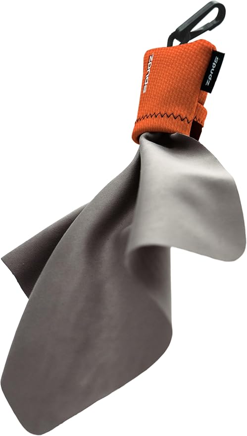 SPUDZ Ultra Microfiber Lens Cleaner with Closeable Bottom – Clip-On Pouch, Washable – for Binoculars, Scopes, Glasses, Screens | Ultra Blaze Orange, 6 x 6 Inch by SPUDZ
