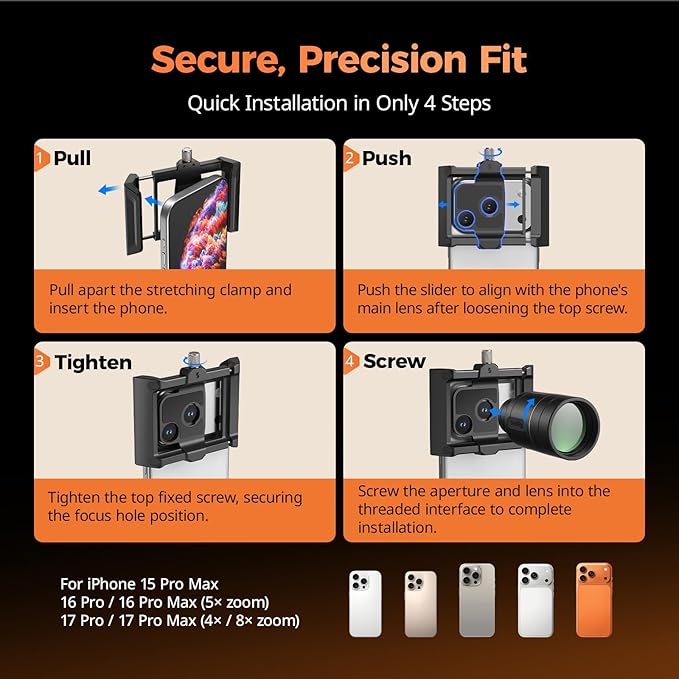 SmallRig 2X Magnification Telephoto Lens & Macro Kit for iPhone 17/16/15 Pro Max, Optical Zoom Teleconverter with 2 Macro Lenses, Compatible with Smartphone 4x/5x/8x Telephoto Camera, T-Mount-5334 - Image 5