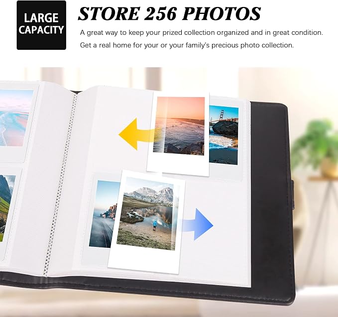 256-pocket Instant Photo Album for Fujifilm Instax mini Photo, Black | Album Book for PoIaroid Instant Camera, for Wedding Anniversary Birthday Travel Memories, Keep Your Unique Memories Safe - Image 2