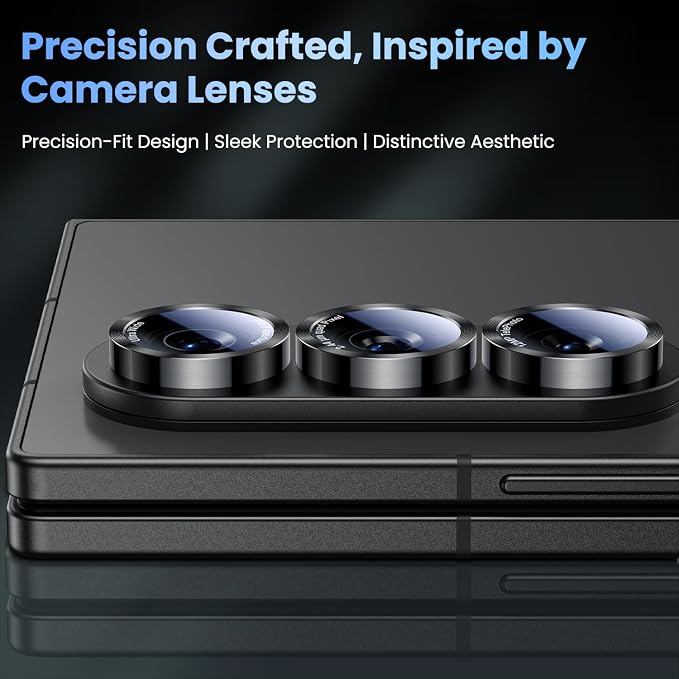 Uyiton for Samsung Galaxy Z Fold 8 Ultra/Z Fold 7 Camera Lens Protector | Military-Grade Sapphire Glass Rear Camera Screen Cover - [Strong Adsorption] Ultra HD Clear Lens Protector, Black (8 inch) - Image 3
