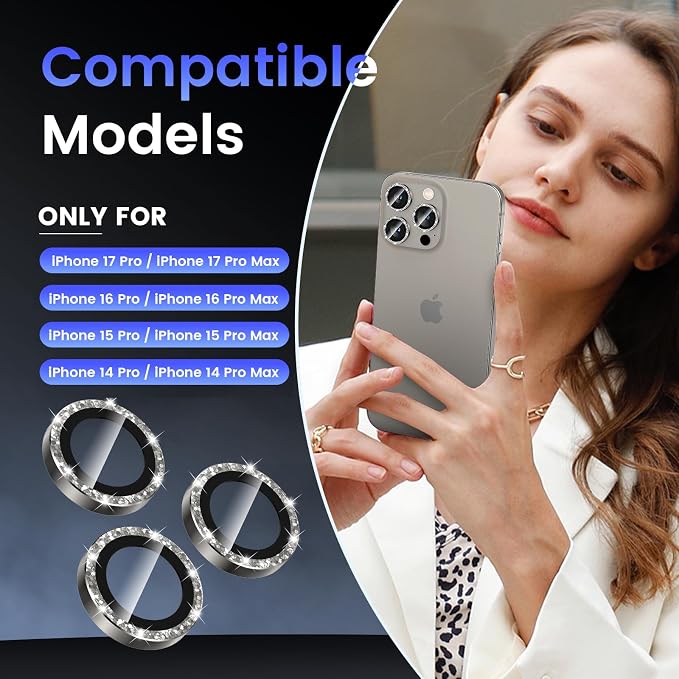 Tensea Camera Lens Protector Compatible for iPhone 17 Pro Max/17 Pro/15 Pro Max/15 Pro/16 Pro Max/16 Pro/14 Pro Max/14 Pro, Metal Tempered Glass Cover Camera Screen Protector Accessories,Case Friendly - Image 2