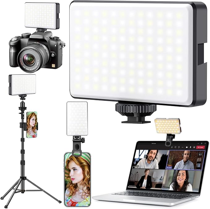 91 LED Portable Charger Selfie Light Video Conference Lighting | Clip & Camera Tripod Adapter, Rechargeable 2000mAh, CRI 96+, 4 Light Modes, For Phone iPhone Webcam Laptop Makeup by Unknown