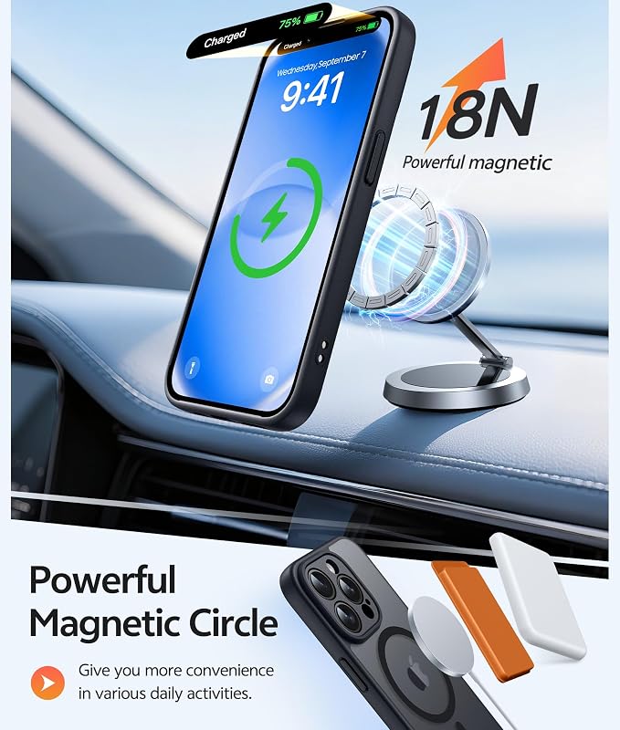 FNTCASE for iPhone 13 Pro Case, Fit for Magsafe, Screen Protector Black | Full Camera Protection, Translucent Matte, 14FT Military Grade Drop Proof, Shockproof Protective Phone Cover, Black - Image 3