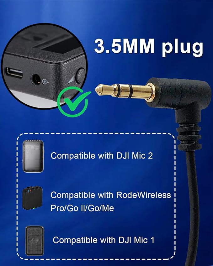 Lavalier Lapel Microphone Omidirectional Condenser Microphone for DJI Mic 2,Mic for Rode Wireless GO 2 / II Transmitters(Standard 3.5mm TRS Plug for DJI and for Rode) - Image 2