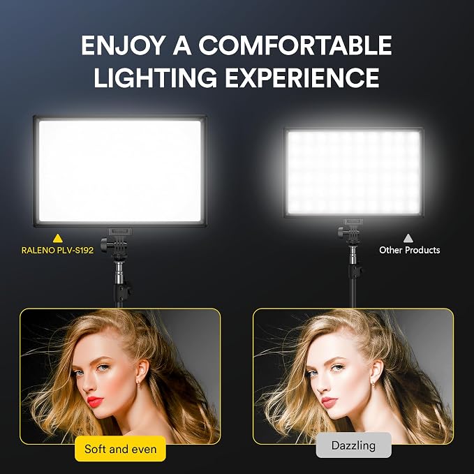 13" LED Video Soft Light Panel with Desk Stand | 19.5w 650lux/M Photography Studio Lights with Cri>95 & 2500-6500k, For Tiktok, Youtube Video Recording and Streaming - Image 3