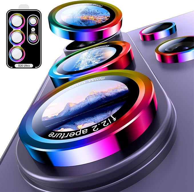 Uyiton for Samsung Galaxy S26 Ultra Camera Lens Protector, Unique Design | Case-Friendly, Ultra-Thin, Military-Grade Sapphire Glass with Aluminum Metal Rear Camera Screen Cover, Colorful by Uyiton