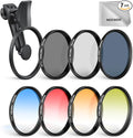 NEEWER 67mm 7 Pack ND Filter Set Compatible with Android Samsung Google Pixel Huawei Xiaomi Clip On CPL+ ND32 + Starlight + GND (Red/Orange/Yellow/Blue) Camera Lens Photography Accessories Kit, FL-P11 by Neewer