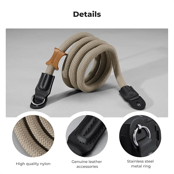 K&F CONCEPT Camera Neck Strap,100cm Camera Shoulder Strap | Nylon Rope, with O-ring for DSLR Camera, for Street Photography, BJ01 - Image 5