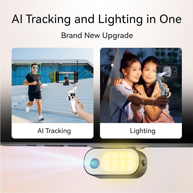 AOCHUAN 3-Axis Phone Gimbal for iPhone, Gimbal Stabilizer with AI Auto 360°Pan Tracking, Built-in Extension Rod, Fill Light, Quick Launch, Magnetic Phone Stabilizer for Video Recording-Smart P2 - Image 3