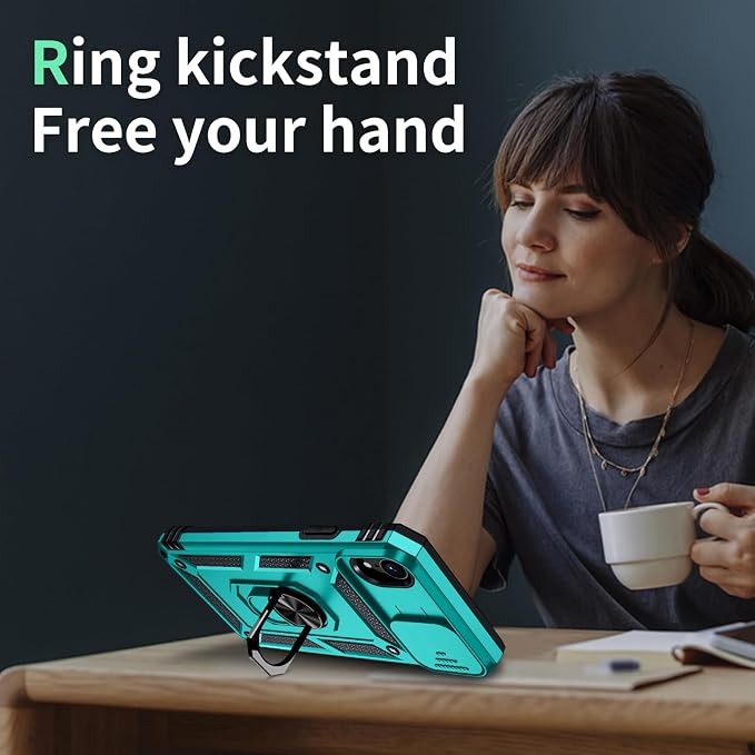 for iPhone XR Case with Camera Lens Cover, HD Screen Protector, 10 FT Military Grade Drop Protection, Magnetic Ring Holder Kickstand Protective Phone Case, Ice Green - Image 5