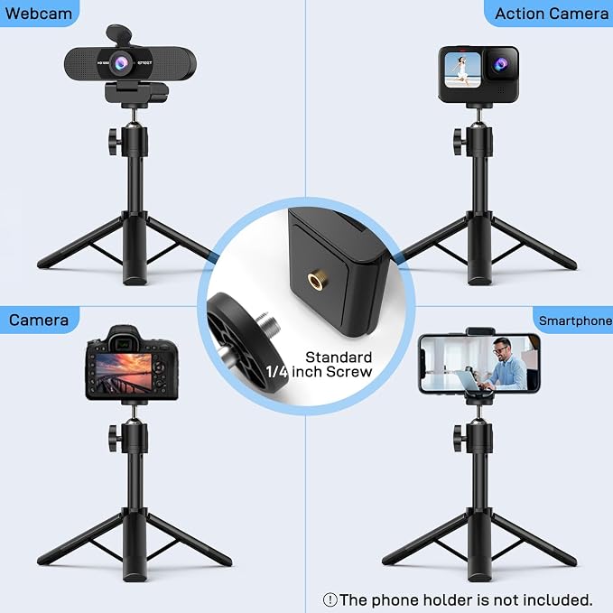 EMEET C960 Webcam with Tripod, 1080P Webcam with Mic, Adjustable Height | Desktop Tripod, C960 Web Camera with Privacy Cover, Plug & Play with Stand for Zoom/Skype/YouTube/FaceTime - Image 3