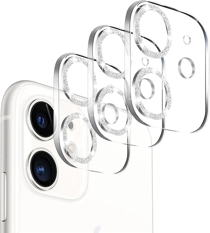 【3 Pack】Dengduoduo Camera Lens Protector for iPhone 11 & iPhone 12 Mini,Glitter Bling Sparkle Ultra HD, Tempered Glass, 13H Hardness, Anti-Scratch, Case Friendly, Easy to Install [No Affect on Night by Dengduoduo