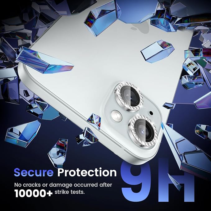 Tensea for iPhone 15/15 Plus Camera Lens Protector Bling, Camera Cover | 9H Tempered Glass Camera Screen Protector, Metal Individual Ring for iPhone15 6.1inch/ 15Plus 6.7inch, HD Clear, Easy Install - Image 4