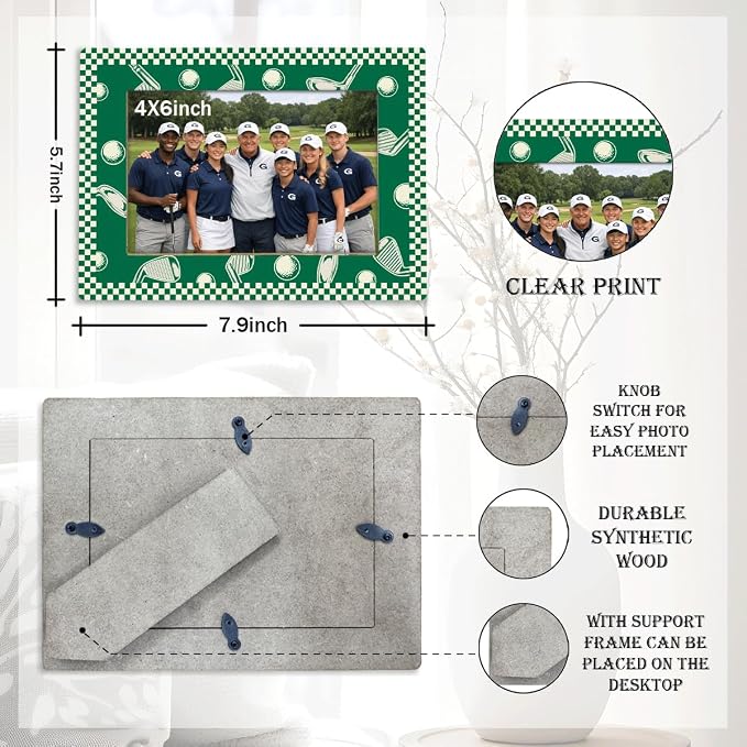 Golf Picture Frame, Golf Room Decor, Golfer Desk Decoration | A freestanding golf frame for team and course photos, ideal for office desks, shelves, clubhouses and trophy displays. - Image 2