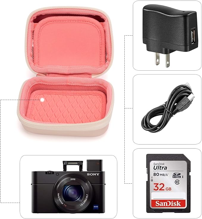 Cwatcun Digital Camera Case, Compact Protective Pouch for Kodak/Canon/Sony | Fits cameras up to 4.9"x3.5"x2.2". 900Dscratch-resistant, water-repellent, 3-layer shockproof sponge, detachable wristband. - Image 3