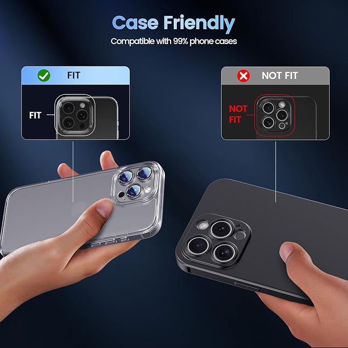 CACOE Metal Camera Lens Protector for iPhone 15 Pro/15 Pro Max | Tempered Glass Cover, Anti-Scratch, Drop-Proof, Strong Adhesion, Camera Screen Cover Accessories, Titanium - Image 8