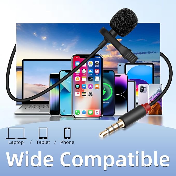 GELRHONR 3.5mm Lavalier Microphone, 3.5mm(1/8") TRRS Plug Invisible Lapel Microphone Wired for Phone, PC, Camera, Audio Recording, Game Streaming 4.9FT (TRRS) - Image 5