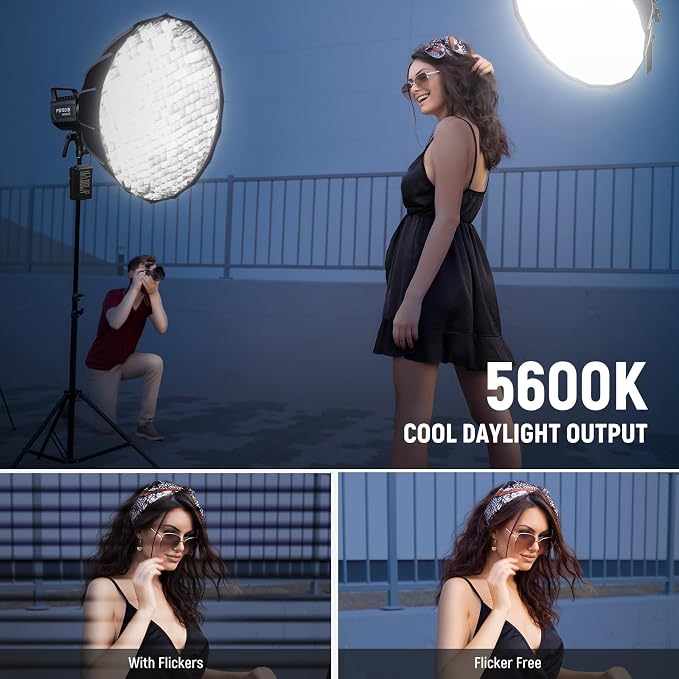 NEEWER FS150 LED Video Light 2.4G/APP Control, 130W 5600K COB Daylight Silent Photography Continuous Output Lighting 4 Precise Dimming Types 102000lux/1m CRI97+ 9 Effects Bowens Mount, US Plug - Image 4