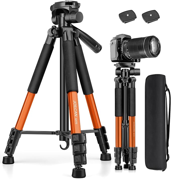JOILCAN Tripod for Camera, 67" Heavy Duty Camera Tripod, Phone Tripods for Video Recording Photo Vlog, Aluminum Tripods with Holder & Travel Bag for Cameras DSLR iPhone Projector Laser by JOILCAN