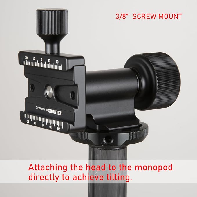 Monopod Gimbal Head – Side Saddle Speed Tilt with Arca-Swiss Dovetail Quick Release Plate | Supports Medium & Telephoto Lenses | Max Load 100lbs - Image 3