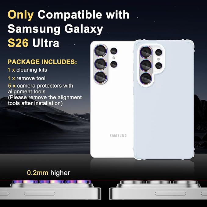 Camera Lens Protector for Samsung Galaxy S26 Ultra, Colorful | Tempered Glass, Auto-align Tray, Easy Installation, Case Friendly, Anti-Scratch, HD Clear, Ultra Slim - Image 7
