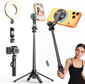53" Magnetic Selfie Stick Tripod for Phone/Action Camera, 1/4" Mount | Aluminum Alloy Pole, 360° Rotation, 4-Leg Base & Wireless Remote Compatible with iPhone17 Pro&Action Camera for Travel Photos by SelfieStickTripodsforPhone