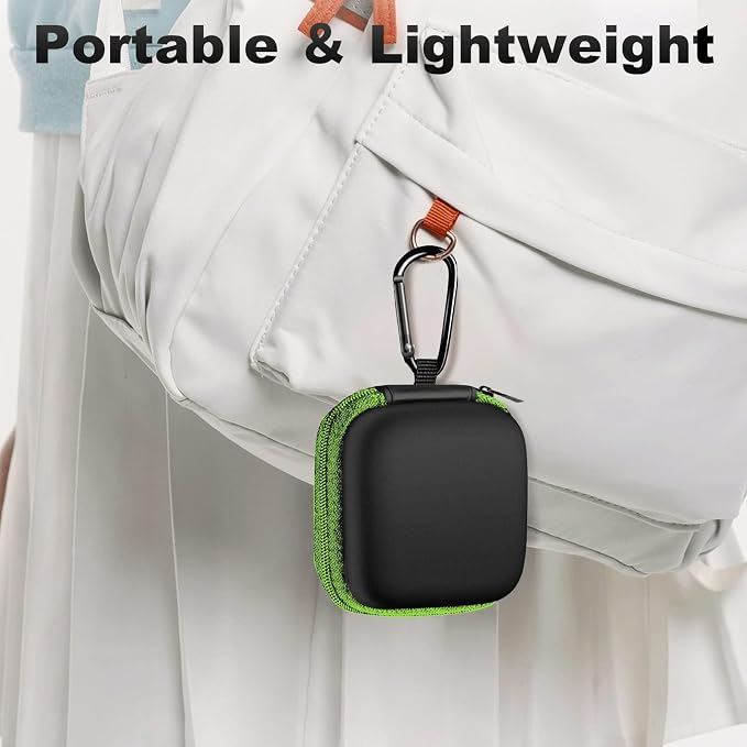 Square Earbud Case Portable EVA Carrying Case Storage Bag Cell Phone Accessories Organizer with Carabiner for Earphone, Earbud, Earpieces, SD Memory Card, Camera Chips, Tech Pouch, Green - Image 7