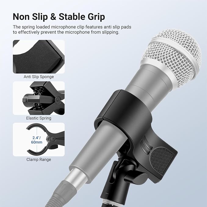 NEEWER Desktop Microphone Stand with Flexible Arm, Adjustable Desk Mic Clamp Holder Mount with Clip & 1/4" to 5/8" Adapter Compatible with Shure Razer Seiren Mini Audio Technica AT2020, MS042 - Image 5