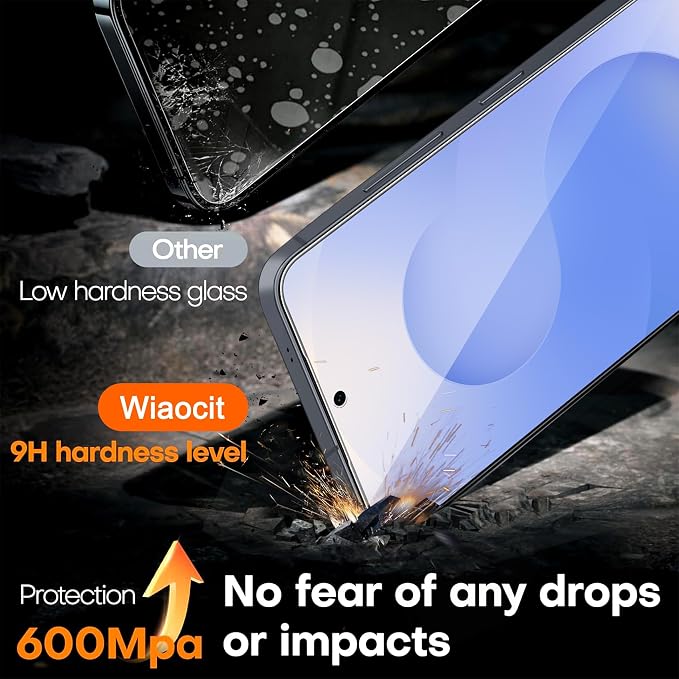 Wiaocit Tempered Glass Screen Protector for Samsung Galaxy S25 | 3+3 Pack, 9H Hardness, Camera Lens Protector, Installation Frame, Bubble Free, Case Friendly - Image 3