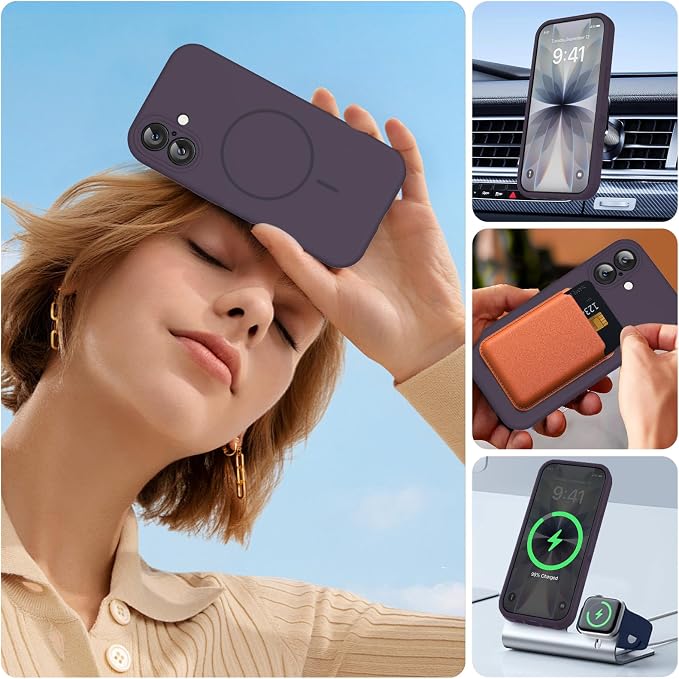 Miracase Silicone & Magnetic for iPhone 17 Case, Dark Purple | Compatible with MagSafe, Silicone Camera Control Cover, Soft Microfiber Lining, Shockproof Drop Protection Phone Case for 17 - Image 6
