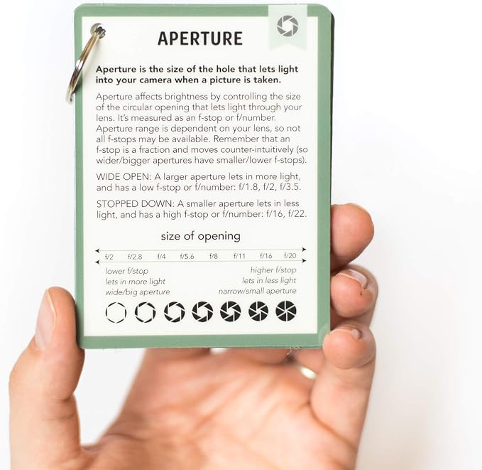 DSLR Cheat Sheet Cards for Canon, Nikon and Sony Cameras - Plastic Quick Reference Photography Cards | Camera Settings, Exposure & Manual Mode (Classic) - Image 4